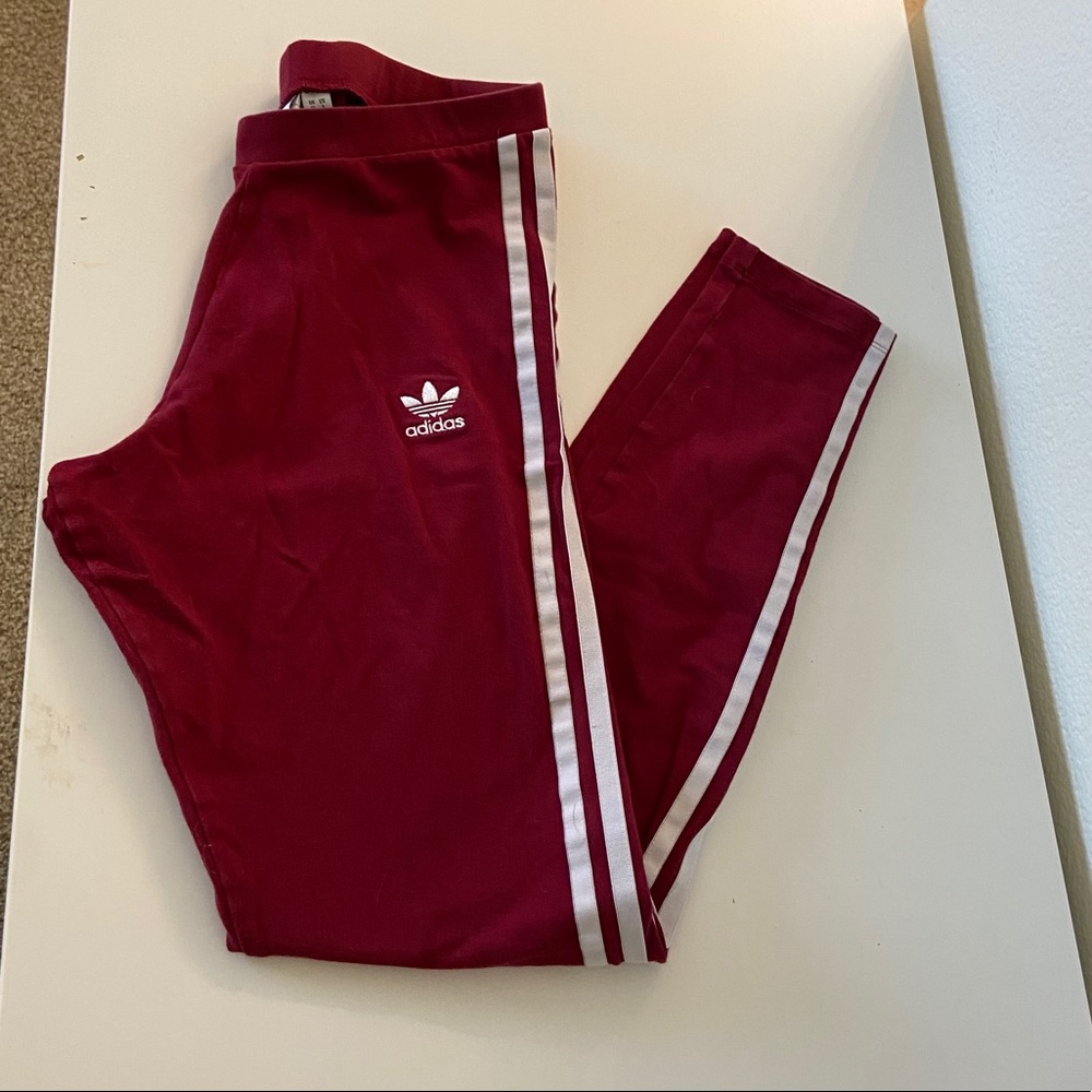 ADIDAS burgundy leggings